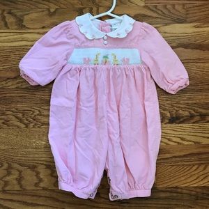 Pink and white smocked jumper